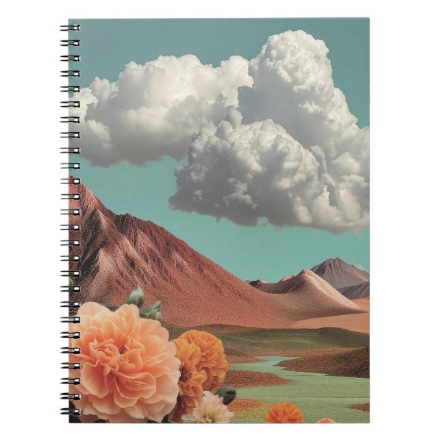 Surrealistische Blumenberglandschaft mit dramatisc Notizblock (Vorderseite)