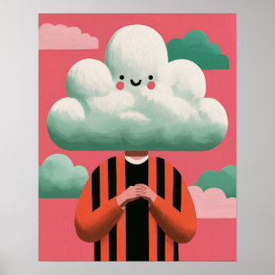 Surrealistische, eigenwillige Kunst mit Wolkenkopf Poster
