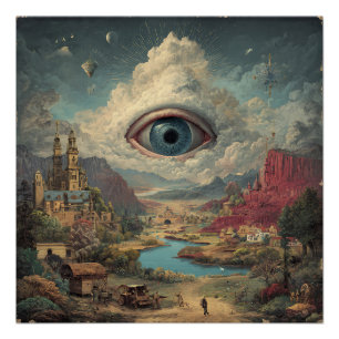 Surrealistische Ein-Augen-Digital-Illustrations-Wa Poster