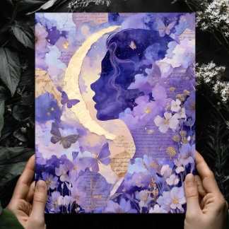 Surrealistische Fantasy-Mond-Himmels-Nacht-Himmel- Poster