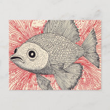 Surrealistische Fischillustration - Vintage-Tinten