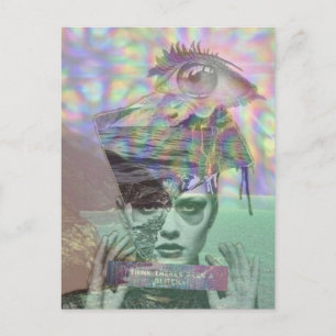 Surrealistische Frau Glitch Collage Postkarte