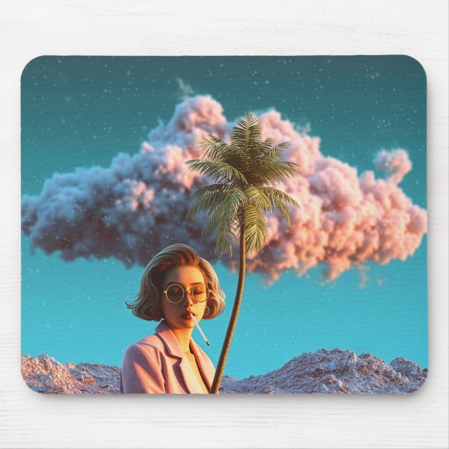 Surrealistische Frau mit Palme Mousepad (Vorne)