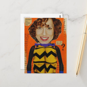 Surrealistische Frau mit Spinnenkörper Mixed Media Postkarte