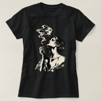 Surrealistische Frau mit Streichholz und Rauch Ret T-Shirt