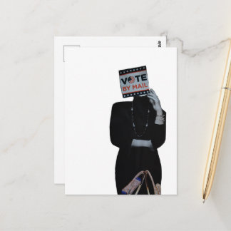 Surrealistische Frau Wählt Per Post Mixed Media Co Postkarte