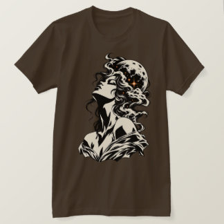 Surrealistische Frauen Mond und Wolken Retro-Grafi T-Shirt