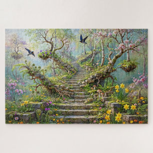 Surrealistische Frühlingsstiege schluckt Wildblume