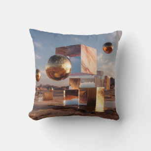 Surrealistische geometrische Komposition mit golde Kissen