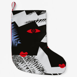 Surrealistische Gesichter sind künstlerische Portr Kleiner Weihnachtsstrumpf