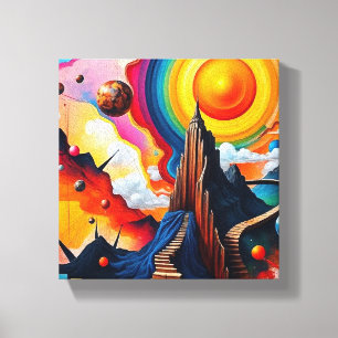 Surrealistische kosmische Reise - Abstrakte Kunst Leinwanddruck