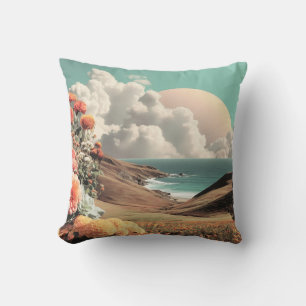 Surrealistische Küstenlandschaft mit Blumen und Wo Kissen