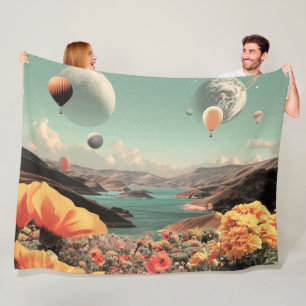 Surrealistische Landschaft mit Luftballons und Mon Fleecedecke