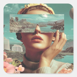 Surrealistische Landschaftsvision, Surrealistische Quadratischer Aufkleber