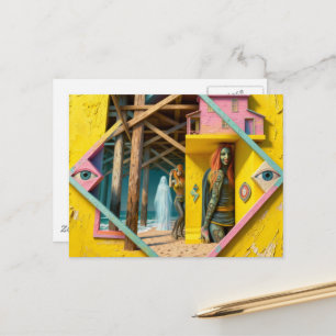 Surrealistische Meerjungfrauen kommen einmal im Ja Postkarte