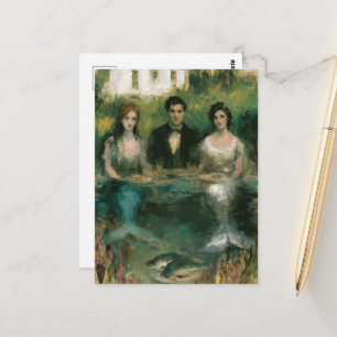 Surrealistische Meerjungfrauen und ein Mann beim A Postkarte