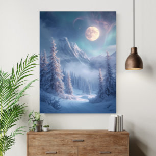 Surrealistische mystische verzauberte Winterlandsc Poster