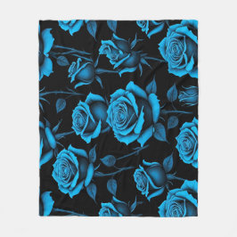 Surrealistische Neonblaue Rosen Fleecedecke