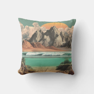 Surrealistische Ozean- und Berglandschaft mit Well Kissen