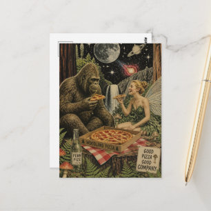 Surrealistische Pizzanacht mit Sasquatch und der F Postkarte
