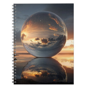 Surrealistische reflektierende Kugel mit Sonnenunt Notizblock