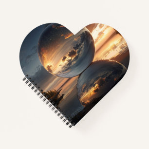 Surrealistische reflektierende Kugel mit Sonnenunt Notizbuch
