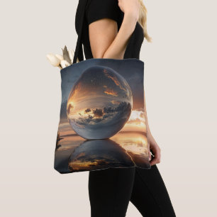 Surrealistische reflektierende Kugel mit Sonnenunt Tasche