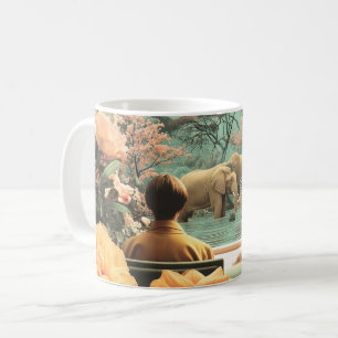 Surrealistische Safari-Szene mit Elefanten Zebras Kaffeetasse