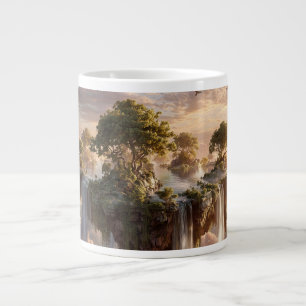Surrealistische schwebende Inseln mit Wasserfällen Jumbo-Tasse
