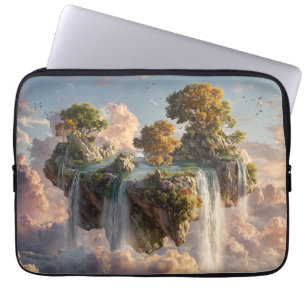 Surrealistische schwebende Klippen mit Wasserfälle Laptopschutzhülle