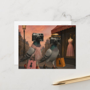 surrealistische Tauben, die zu Paparazzi wurden Postkarte
