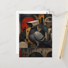 surrealistische Überwachungskamera-Taube Postkarte
