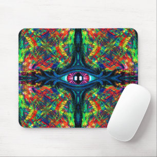 Surrealistische verdrehte trippige Augen-Visionär- Mousepad