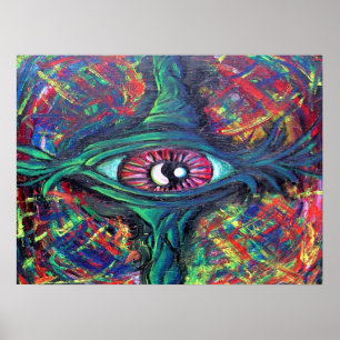 Surrealistische verdrehte trippige Augen-Visionär- Poster