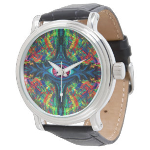 Surrealistische verdrehte trippige Augen-Visionäre Armbanduhr