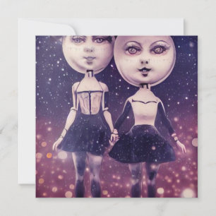 Surrealistische Vintage-Mond-Gesichtspuppen