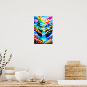 Surrealistische Wasserfall-Fantasie-Kunst Poster