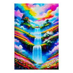 Surrealistische Wasserfall-Fantasie-Kunst Poster