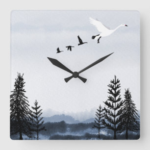 Surrealistische Winterlandschaft  Quadratische Wanduhr