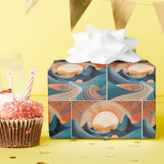 Surrealistische Wüsten-Sonnenuntergangs-Abstraktio Geschenkpapier (Geburtstagsparty)