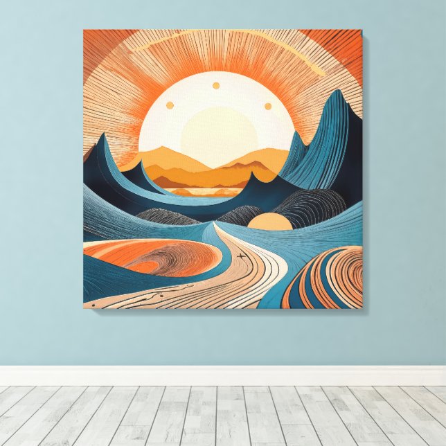Surrealistische Wüsten-Sonnenuntergangs-Abstraktio Leinwanddruck (Insitu (Holzboden))