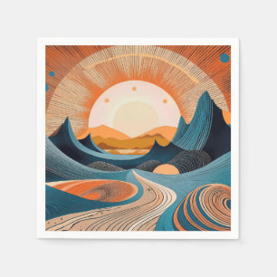 Surrealistische Wüsten-Sonnenuntergangs-Abstraktio Serviette