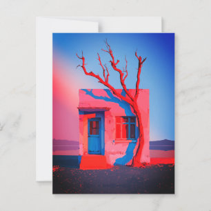 Surrealistische Wüstenhaus-Wandkunst – Minimalisti Postkarte