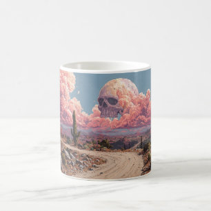 Sürrealistische Wüstenlandschaft mit Totenkopfwolk Kaffeetasse
