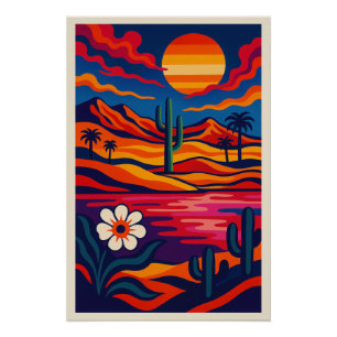 Surrealistische Wüstenlandschaft Poster