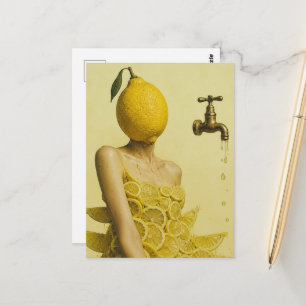 Surrealistische Zitronenfrau Postkarte