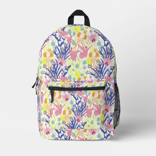 Surrealistischer Garten Bedruckter Rucksack (Vorderseite)