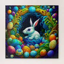 Surrealistischer Osterhase mit Eiern