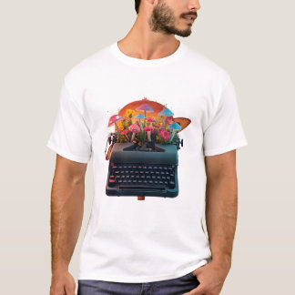 Surrealistischer Schreibmaschinen-Garten Grafik-T- T-Shirt