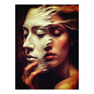 Surrealistisches Frauenporträt mit bemalter Maske Fotodruck